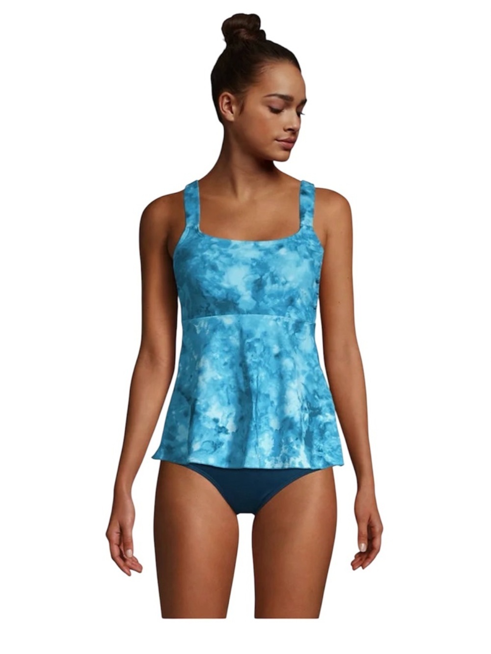 Lands’ End Size XS Blue Tie-Dye Peplum Swim Tankini Top NWT